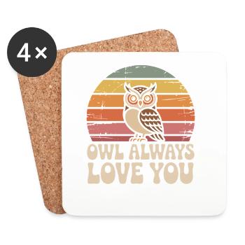 Eulen Owl Always Love You Liebe Valentinstag Eule - Untersetzer (4er-Set) - Weiß - Vorne