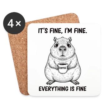Its Fine Im Fine Coffee Capybara Humor - Coasters (set of 4) - white - Front