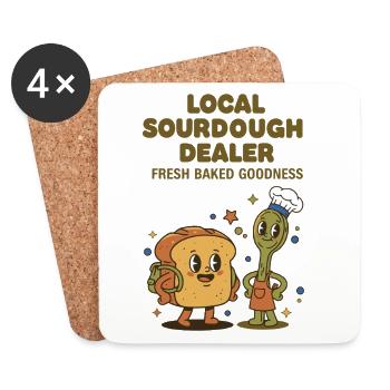 Marchand local de levain frais - Dessous de verre (lot de 4) - blanc - Devant