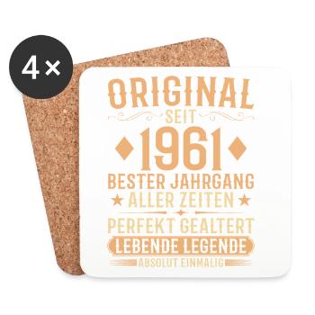 Original Jahrgang 1961 Baujahr Geburtstag - Untersetzer (4er-Set) - Weiß - Vorne