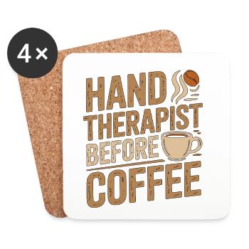 Thérapeute de la main avant l’amour du café orthopédique - Dessous de verre (lot de 4) - blanc - Devant