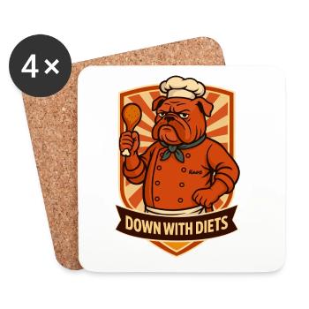 Bulldog Chef Down With Diets - Coasters (set of 4) - white - Front