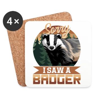 Funny Animal Badger - Coasters (set of 4) - white - Front