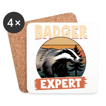 Funny Animal Badger - Coasters (set of 4) - white - Front