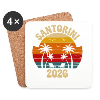 Santorini Sunset 2026 Retro - Untersetzer (4er-Set) - Weiß - Vorne