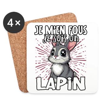 Je m'en fous je suis un lapin - süßer Hase - Untersetzer (4er-Set) - Weiß - Vorne