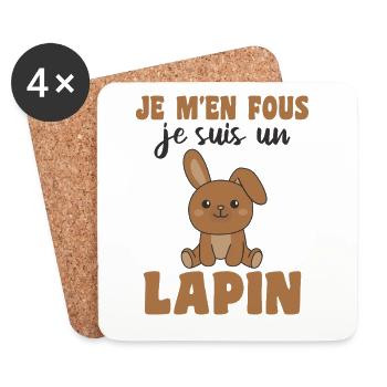 Je m'en fous je suis un lapin - süßer Hase - Untersetzer (4er-Set) - Weiß - Vorne