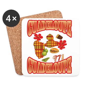 Map of Guadeloupe style madras 971 gwada - Coasters (set of 4) - white - Front