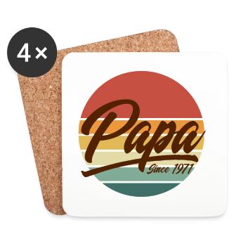 Papa seit 1971 Retro Sunset Vintage Jahr - Untersetzer (4er-Set) - Weiß - Vorne