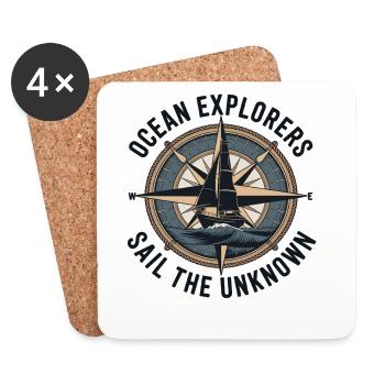 Ocean Explorers – Segeln Abenteuer Kompass - Untersetzer (4er-Set) - Weiß - Vorne