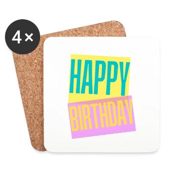 Bon anniversaire - Dessous de verre (lot de 4) - blanc - Devant