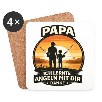 Papa Angeln Mit Dir Danke Retro Vatertag Geschenk - Untersetzer (4er-Set) - Weiß - Vorne