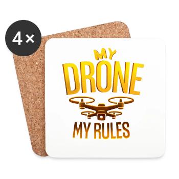 Drone my rules Drohnenpilot - Untersetzer (4er-Set) - Weiß - Vorne