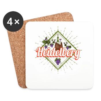 Heidelberg am Neckar Deutschland Retro Souvenir - Untersetzer (4er-Set) - Weiß - Vorne