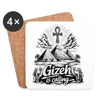 Gizeh appelle le voyage des pyramides d’Égypte - Dessous de verre (lot de 4) - blanc - Devant