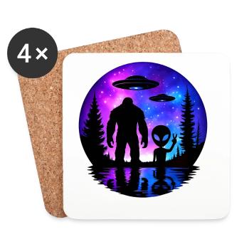 Alien Bigfoot UFO Sasquatch Believers Raumschiff - Untersetzer (4er-Set) - Weiß - Vorne