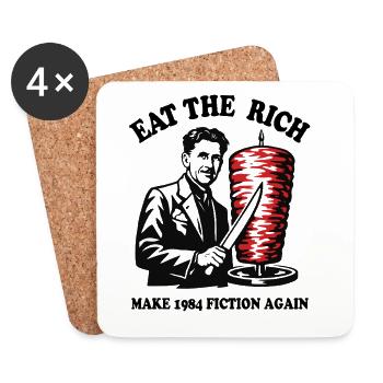 Eat the rich - George Orwell Cartoon - Doner Kebab - Coasters (set of 4) - white - Front