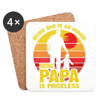Papa ist unbezahlbar: Papa-Ehre - Untersetzer (4er-Set) - Weiß - Vorne
