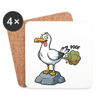 Norddeutscher Humor Spruch Möwe OHA. - Untersetzer (4er-Set) - Weiß - Vorne