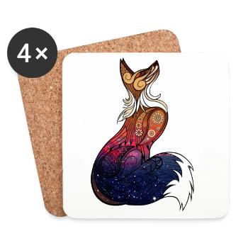 Renard Cosmic Mandala - Dessous de verre (lot de 4) - blanc - Devant
