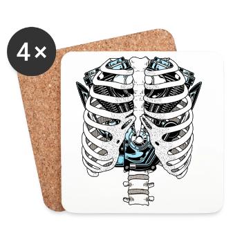 Ribcage Circuit Engine Motorcycle Mechanic - Coasters (set of 4) - white - Front