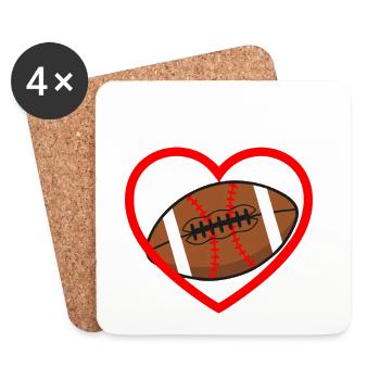 Football Heart Love Sports - Coasters (set of 4) - white - Front