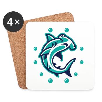 Shark motif graphic in ocean look - Coasters (set of 4) - white - Front