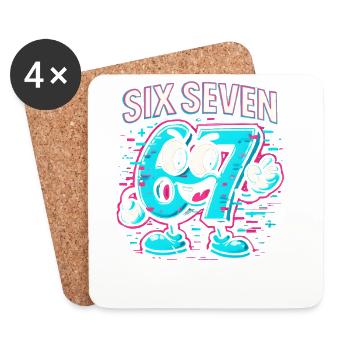 Six Seven 67 Meme Glitch Mascotte Italian Brainrot - Dessous de verre (lot de 4) - blanc - Devant