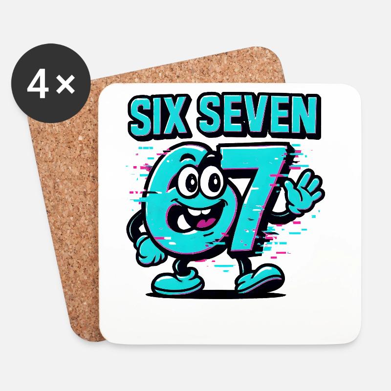 Six Seven 67 Meme Glitch Mascot Italian Brainrot - Untersetzer (4er-Set) - Weiß