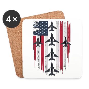 Jet Fighter USA Flag – Pilot Airplane - Coasters (set of 4) - white - Front
