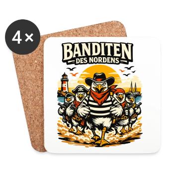 Banditen des Nordens Möwen Fischbrötchen Diebe - Untersetzer (4er-Set) - Weiß - Vorne