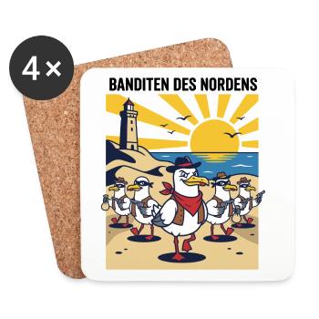 Banditen des Nordens Möwen Fischbrötchen Diebe - Untersetzer (4er-Set) - Weiß - Vorne