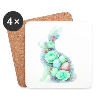 Aquarelle de Pâques du Lapin - Dessous de verre (lot de 4) - blanc - Devant