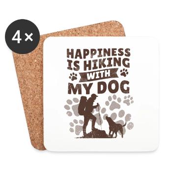 Happiness Is Hiking With My Dog Wander Spruch - Untersetzer (4er-Set) - Weiß - Vorne