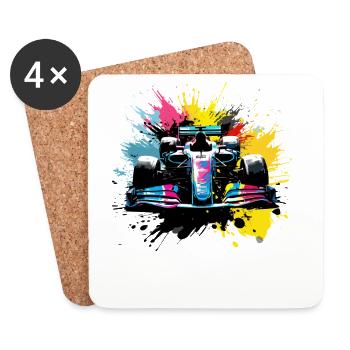 Racing Car Colorful Splash Art Race Driver - Coasters (set of 4) - white - Front