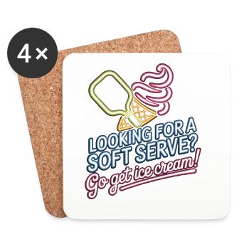 Joueur de pickleball à la recherche d’un dinking soft serve - Dessous de verre (lot de 4) - blanc - Devant