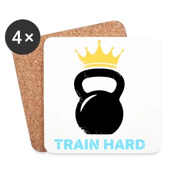 Kugelhantel Krone Train Hard - Untersetzer (4er-Set) - Weiß - Vorne