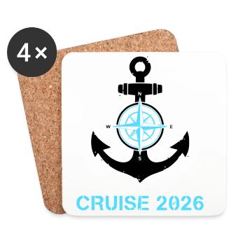 Anchor Compass Cruise 2026 Logo - Coasters (set of 4) - white - Front