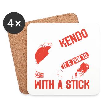  Kendo Swordsman Samurai Ninja Sinobi Kenjutsu - Coasters (set of 4) - white - Front