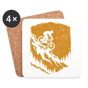 Mountainbike Shirt für Downhill Biker - Untersetzer (4er-Set) - Weiß - Vorne