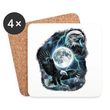 Zwei Wilde Adler mit Mond Wildlife-Designs - Untersetzer (4er-Set) - Weiß - Vorne