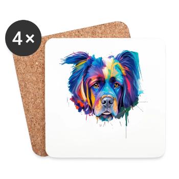Mastiff Dog Portrait Vibrant Oil Painting Art - Coasters (set of 4) - white - Front