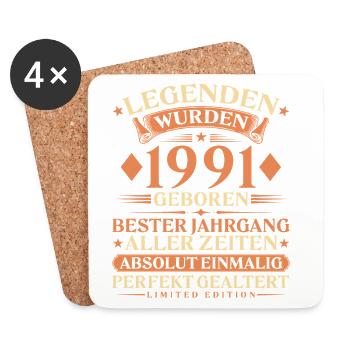 Legenden wurden 1991 geboren – 35. Geburtstag - Untersetzer (4er-Set) - Weiß - Vorne