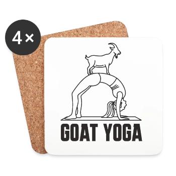 Yoga de chèvre - Drôle de design de fitness de yoga de chèvre - Dessous de verre (lot de 4) - blanc - Devant