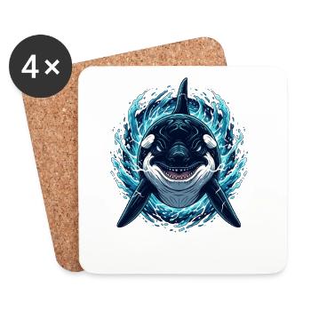 Orca im Blitz – Ocean Orca Illustration - Untersetzer (4er-Set) - Weiß - Vorne