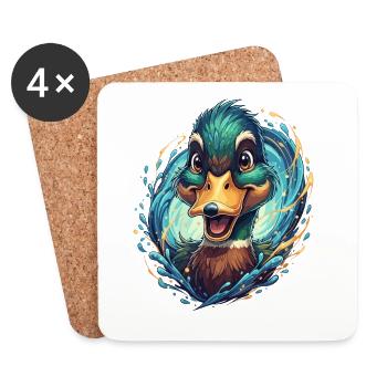 Éclaboussure joyeuse d’oiseaux aquatiques - Dessous de verre (lot de 4) - blanc - Devant