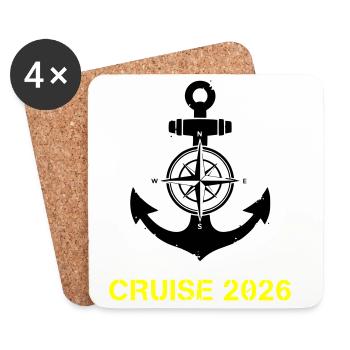 Cruise 2026 Anker Kompass - Untersetzer (4er-Set) - Weiß - Vorne