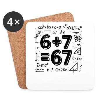 Six Seven 67 Meme 6+7=67 Italian Brainrot Humor - Coasters (set of 4) - white - Front