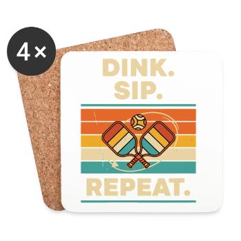 Pickleball Funny Player Love Pickleball Dink Sip - Coasters (set of 4) - white - Front