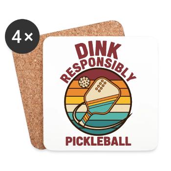Pickleball Dink Joueur responsable drôle de cornichon - Dessous de verre (lot de 4) - blanc - Devant